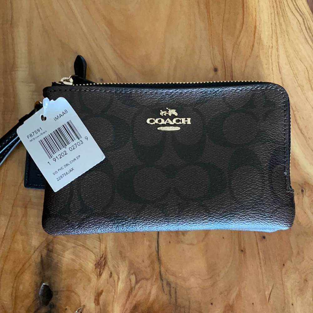 Coach brown wristlet